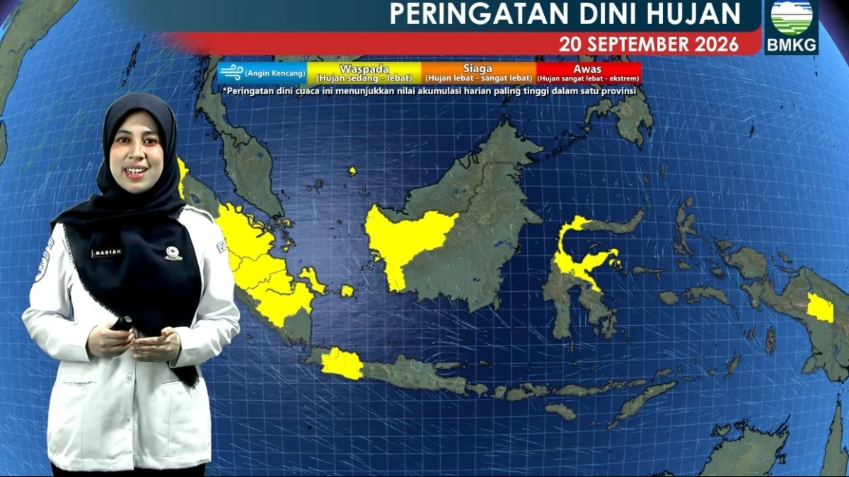 BMKG: Ada Potensi Hujan Lebat dan Angin Kencang di Wilayah Ini pada Minggu 20 September 2026