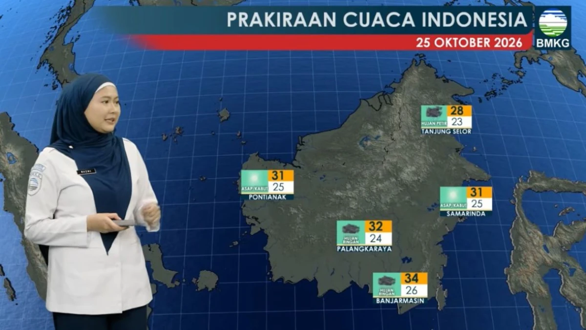 Prediksi Hujan Petir di Sejumlah Wilayah pada Minggu 25 Oktober 2026