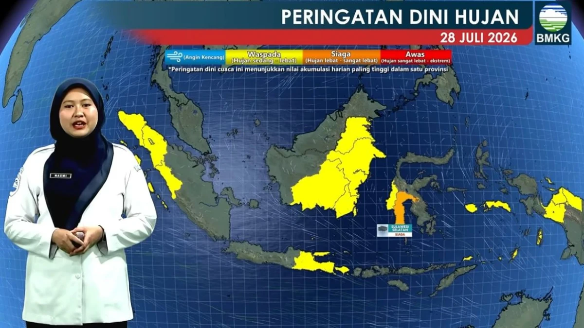 Prediksi BMKG: Sulawesi Selatan Berpotensi Diguyur Hujan Sangat Lebat pada Selasa 28 Juli 2026