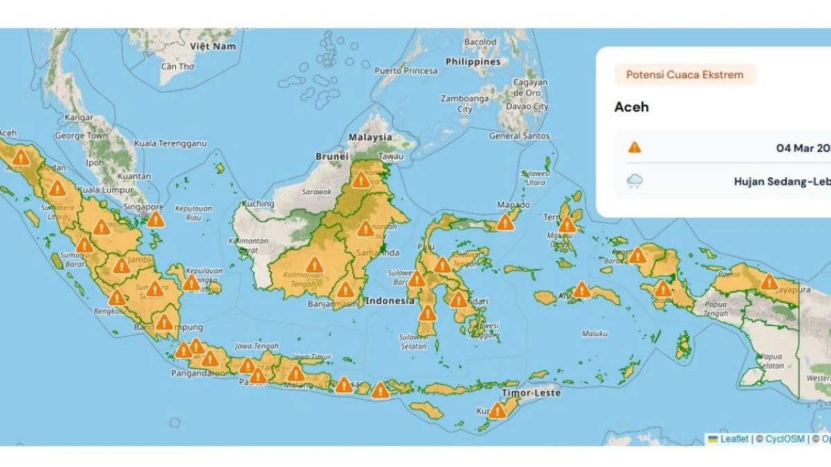 BMKG Peringatkan Cuaca Ekstrem 4–5 Maret, Jawa hingga NTT Berpotensi Hujan Lebat dan Angin Kencang