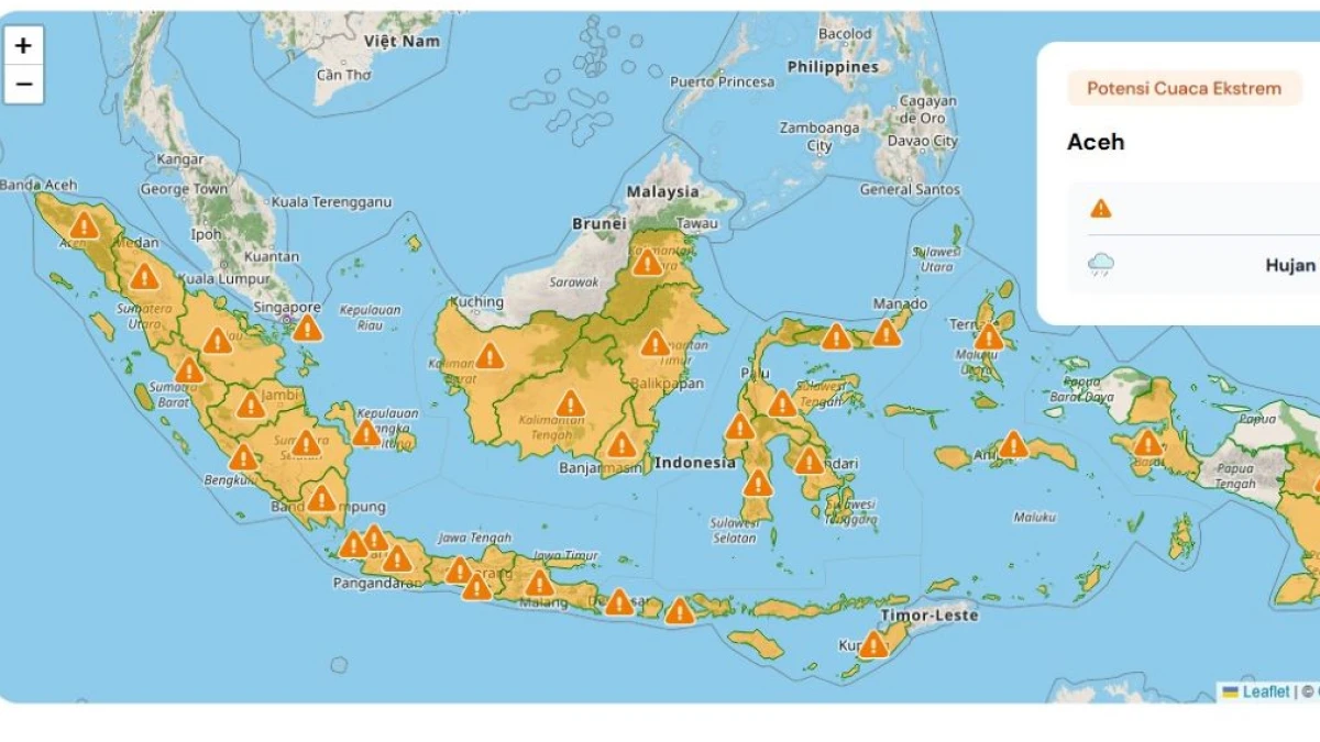Waspada Potensi Cuaca Ekstrem 1–3 Februari 2026 dari Aceh sampai Papua