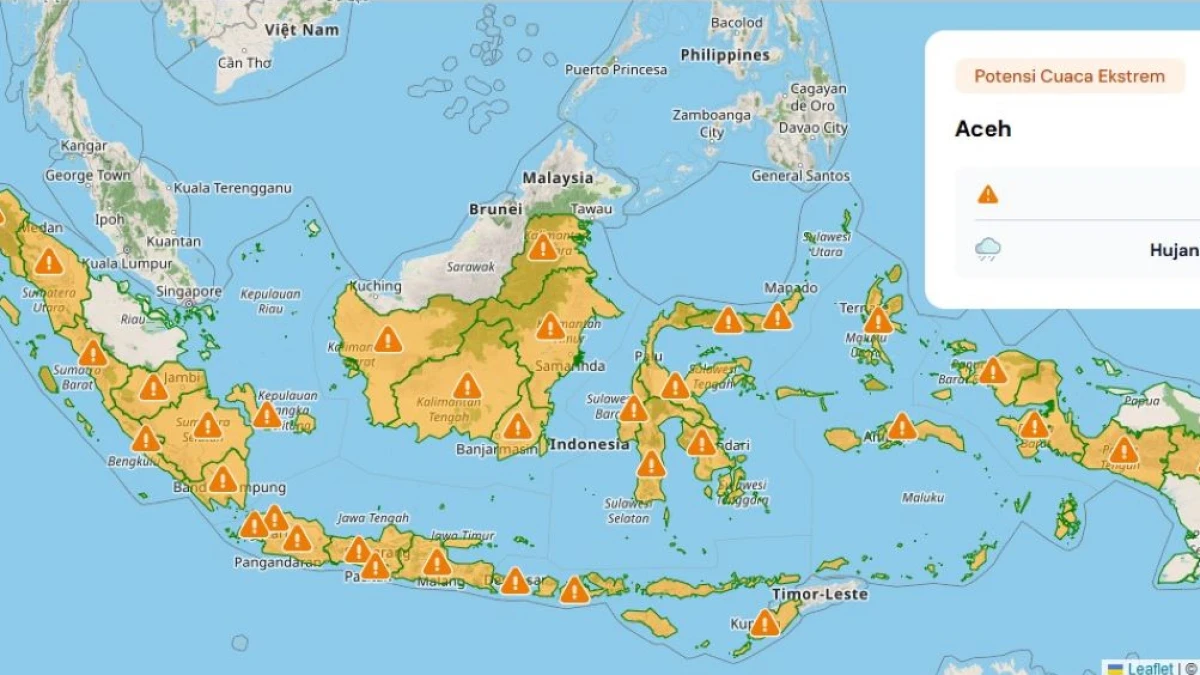 Prediksi Cuaca Ekstrem Awal Pekan: Hujan Lebat Berpotensi Terjadi di Beberapa Provinsi pada 9–10 Maret 2026