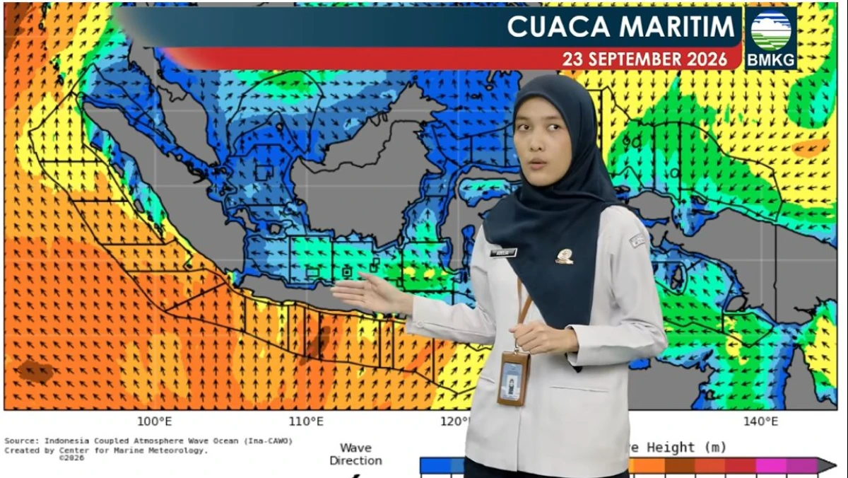 Prediksi Gelombang hingga 4 Meter di Sejumlah Perairan Indonesia pada Rabu 23 September 2026