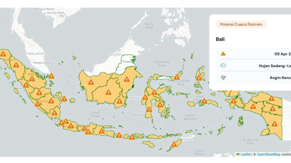 Waspada Cuaca Ekstrem 4–5 April 2026, Hujan Lebat hingga Angin Kencang Berpotensi Terjadi di Sejumlah Wilayah
