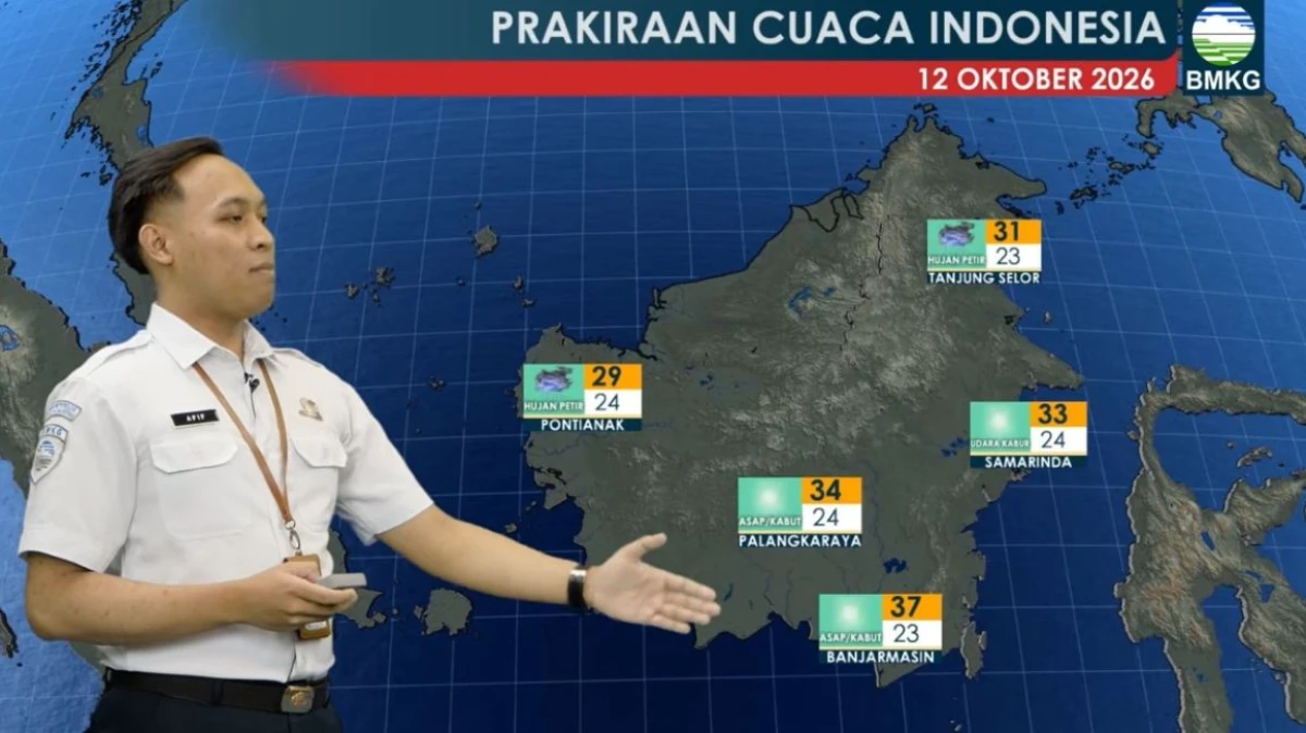 Prediksi Hujan Petir di Pontianak dan Tanjung Selor, Waspada Gelombang Tinggi 4 Meter Senin 12 Oktober 2026
