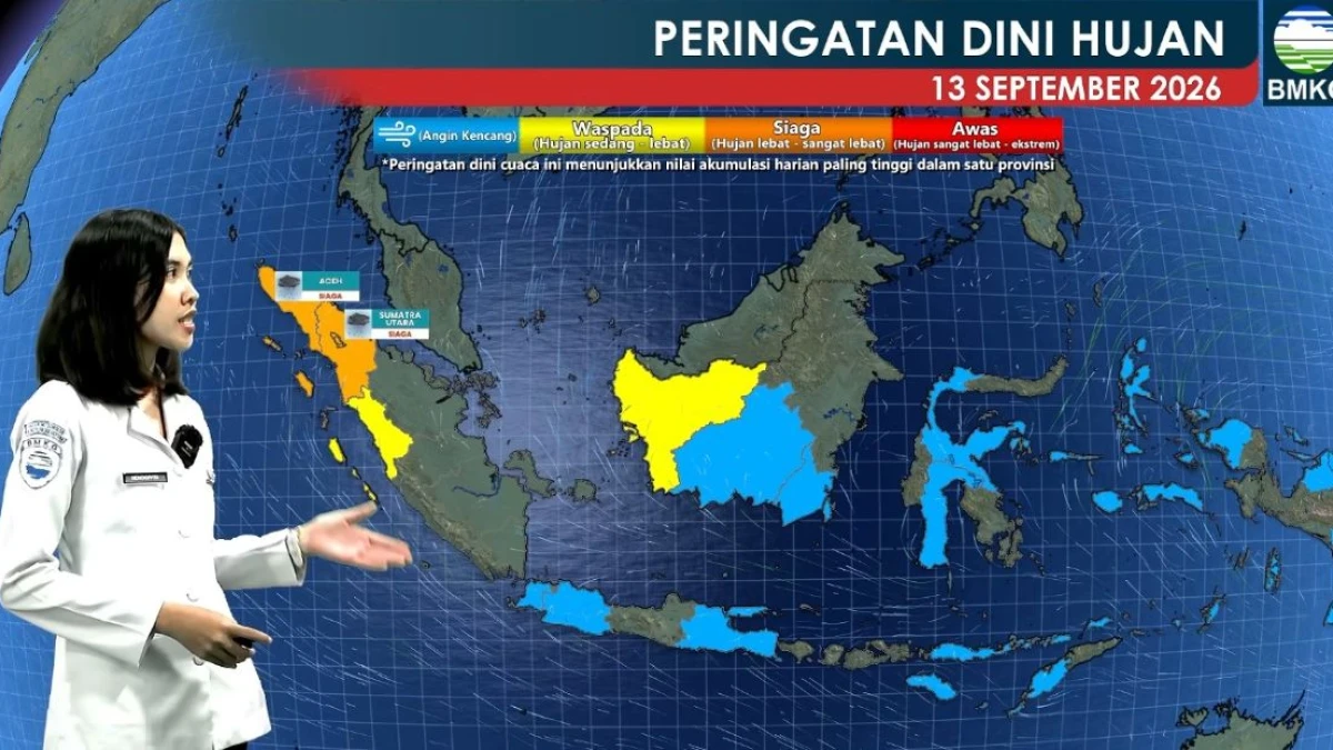 BMKG Prediksi Hujan Lebat hingga Sangat Lebat di Aceh dan Sumut pada Minggu 13 September 2026