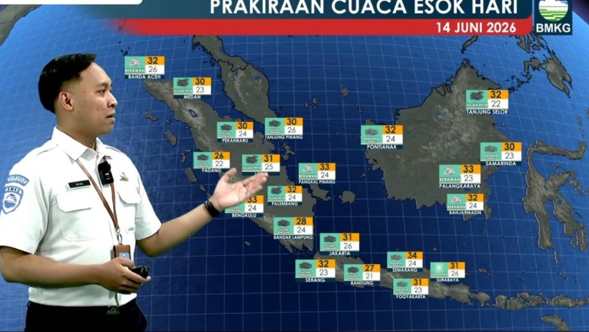 BMKG: Sumatera Utara, Jawa Barat, dan Maluku Utara Berpotensi Diguyur Hujan Lebat pada Minggu 14 Juni 2026