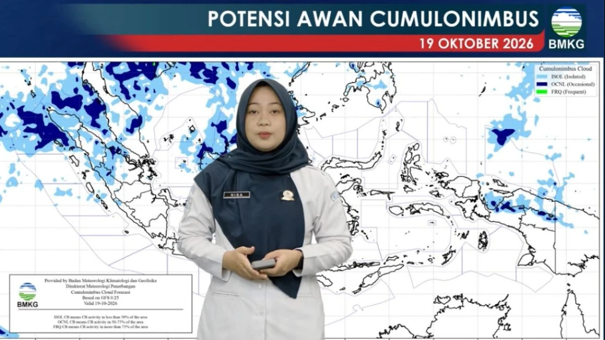 Daftar Wilayah Diprediksi Hujan Ringan dan Hujan Petir pada Senin 19 Oktober 2026