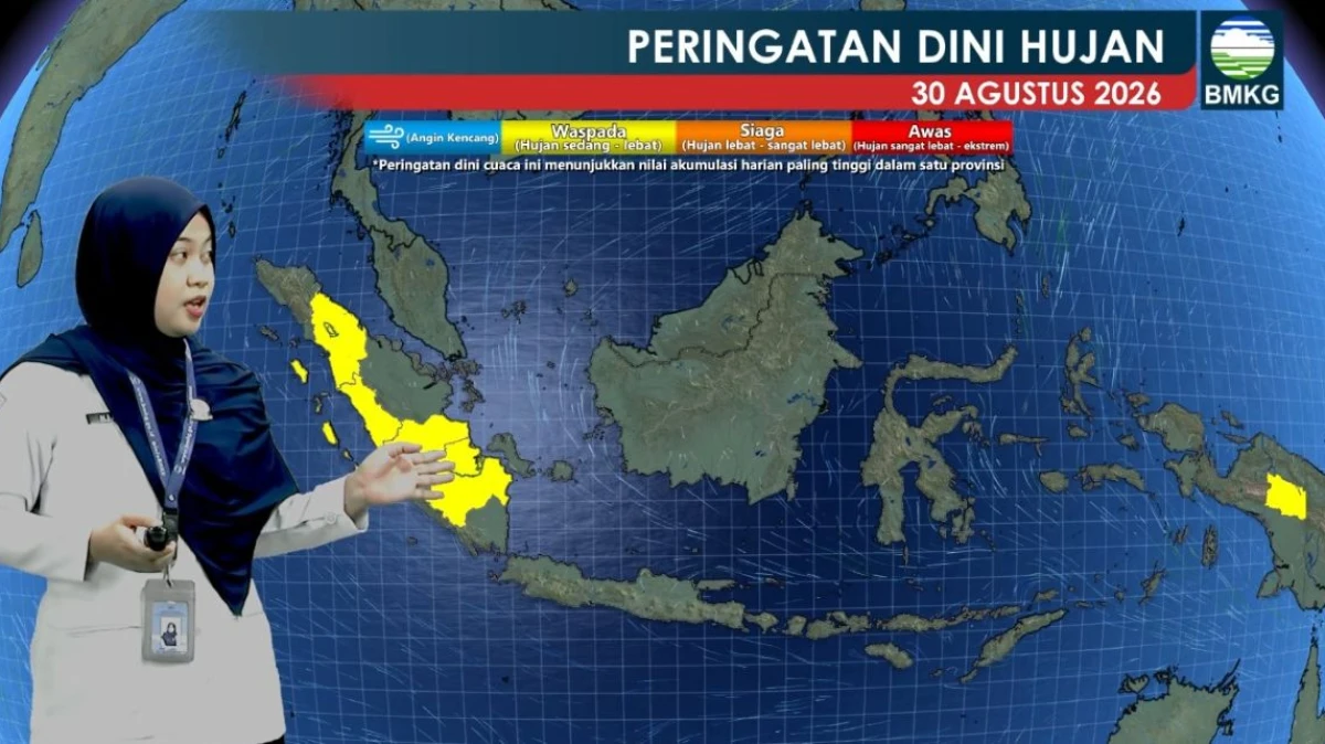 Prediksi Cuaca BMKG: 6 Wilayah Ini Berpotensi Hujan Ringan pada Minggu 30 Agustus 2026