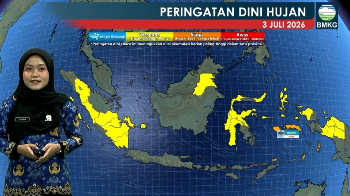 Prediksi BMKG: Maluku Berpotensi Diguyur Hujan Sangat Lebat pada 3 Juli 2026