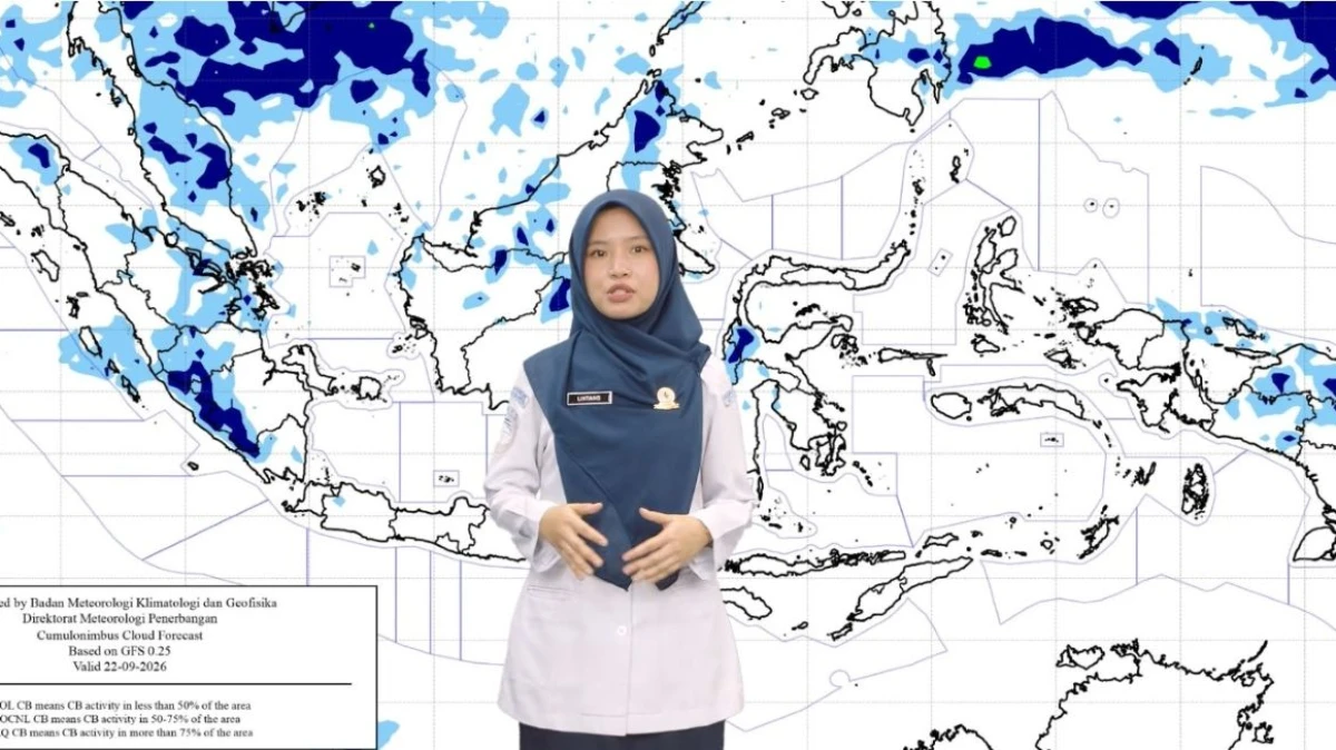 Hujan Lebat Disertai Petir Berpotensi Terjadi di Sumatera Bagian Barat pada 22 September 2026