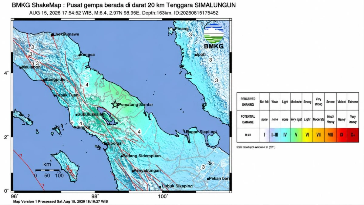 Gempa M6,4 Guncang Simalungun Sabtu Petang, Dirasakan hingga Medan