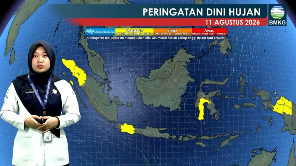Prediksi BMKG: Sumatera Utara, Riau hingga Papua Berpotensi Hujan Lebat pada Selasa 11 Agustus 2026