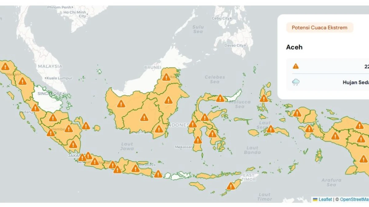 Peringatan Dini Cuaca Ekstrem 22–24 April 2026