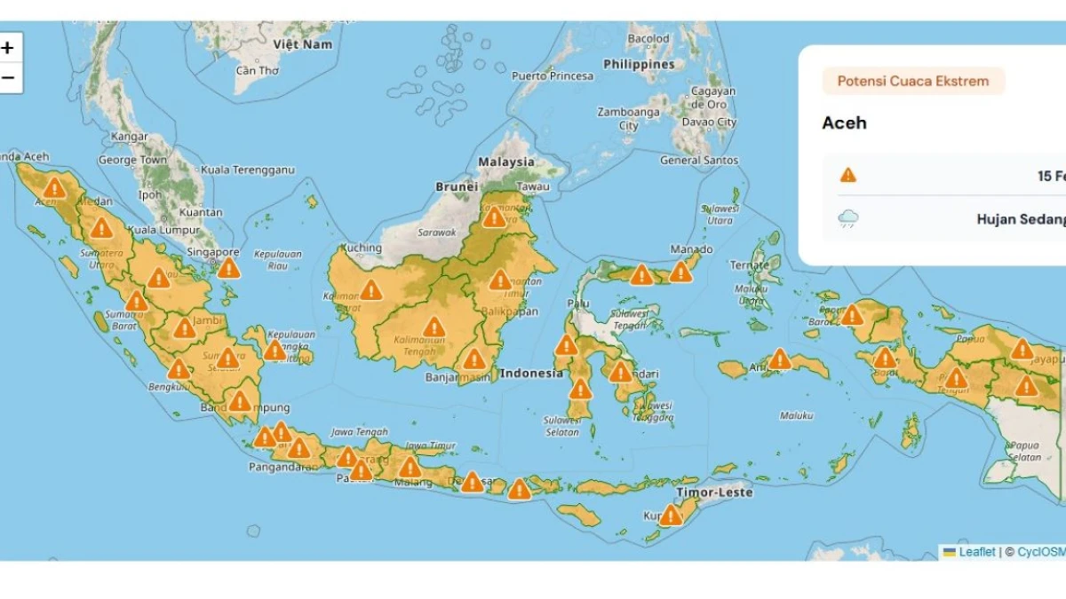 Cuaca Ekstrem 15 Februari 2026, Ini Daftar Provinsi yang Diprediksi Diguyur Hujan Lebat dan Angin Kencang
