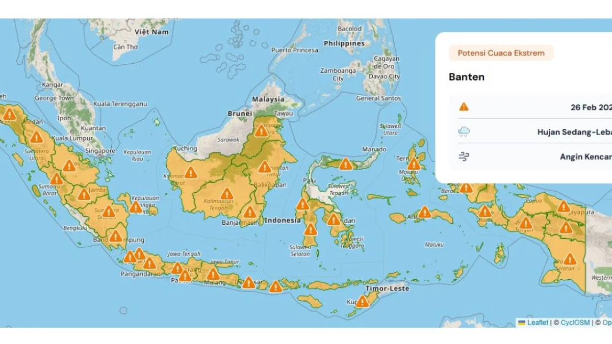 Prediksi Cuaca Ekstrem 26-27 Februari 2026, Sejumlah Provinsi Dilanda Hujan Lebat hingga Sangat Lebat