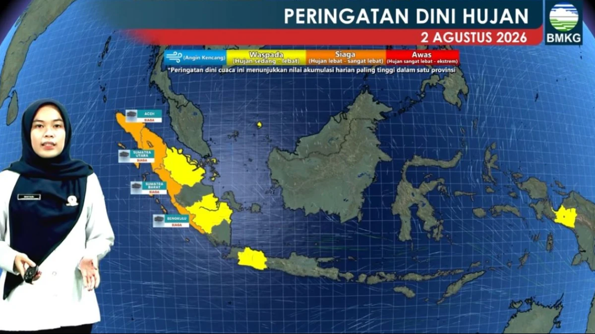 BMKG: Bibit Siklon 94W Berpeluang Rendah Jadi Siklon Tropis, Hujan Lebat Ancam Empat Provinsi pada Minggu 2 Agustus 2026