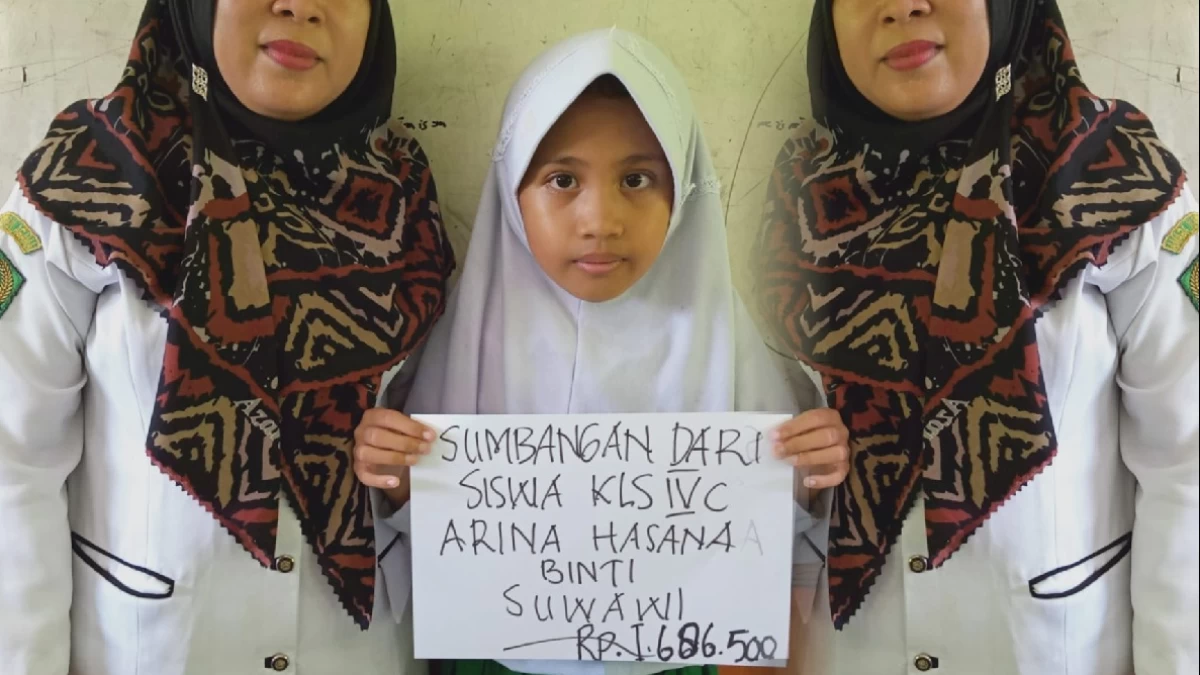 Arina Hasana, Putri Tenaga Kebersihan Pasar yang Rela Bongkar Celengan untuk Palestina