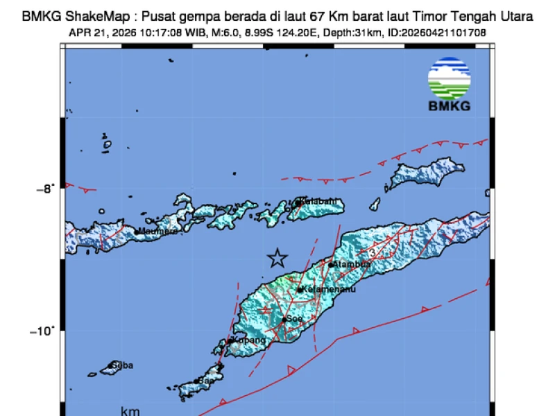 Gempa Bumi Berkekuatan 6,0 Guncang NTT, Tidak Berpotensi Tsunami