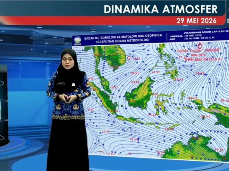 BMKG: Siklon Tropis Jangmi Picu Potensi Hujan di Sejumlah Wilayah Indonesia pada 29 Mei 2026