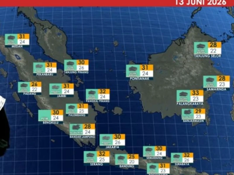 BMKG: Aceh, Sulawesi Utara, Maluku Utara, Papua Tengah Berpotensi Diguyur Hujan Lebat pada Sabtu 13 Juni 2026