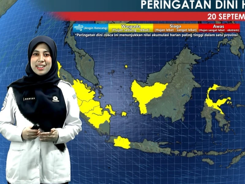 BMKG: Ada Potensi Hujan Lebat dan Angin Kencang di Wilayah Ini pada Minggu 20 September 2026