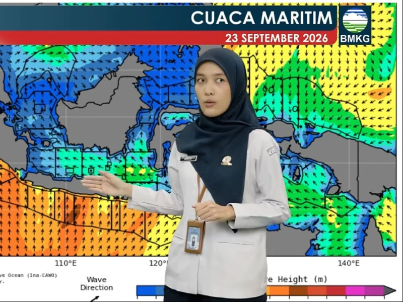 Prediksi Gelombang hingga 4 Meter di Sejumlah Perairan Indonesia pada Rabu 23 September 2026