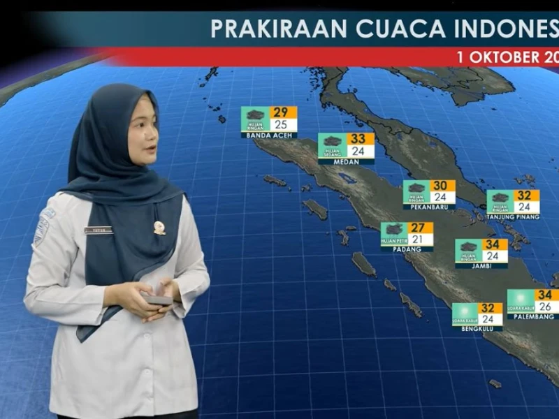 Hujan Berpotensi Terjadi di Kalbar, Kalteng, Padang hingga Medan, Kamis 1 Oktober 2026