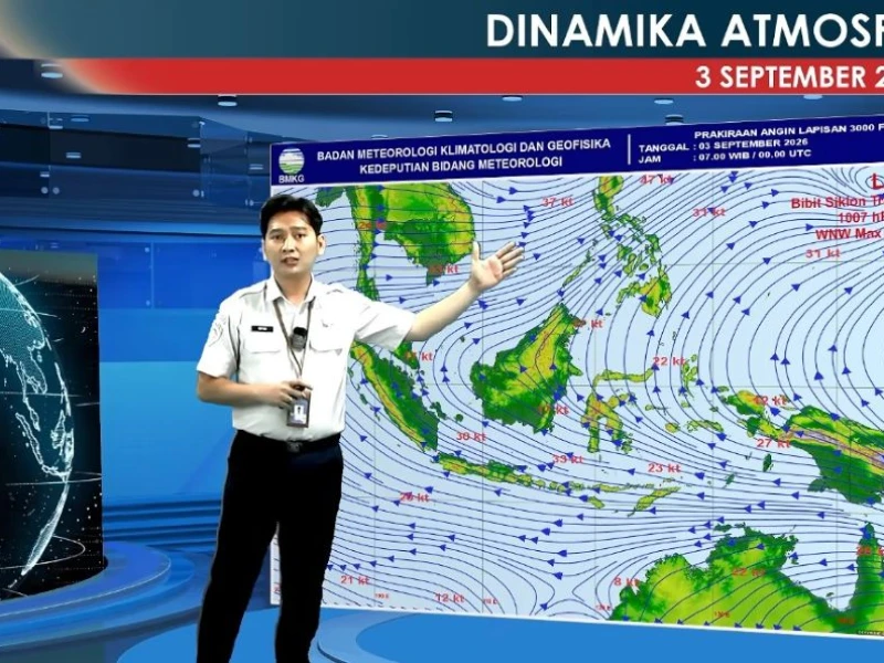 Bibit Siklon 95W Muncul, BMKG: Waspadai Hujan Lebat dan Angin Kencang di 11 Provinsi pada 3 September 2026
