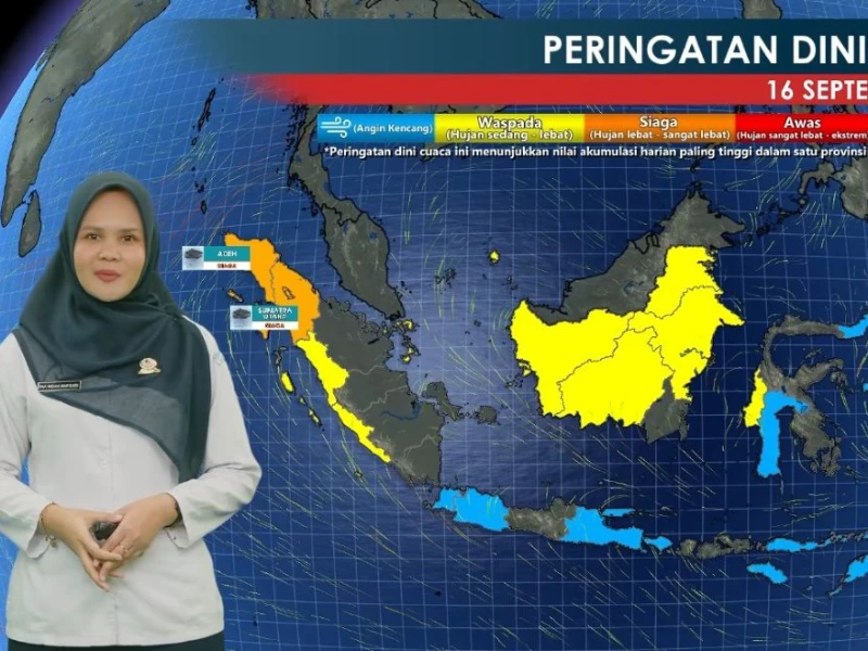 Hujan Lebat hingga Sangat Lebat Diprediksi Kembali Terjadi di Aceh dan Sumatera Utara Rabu 16 September 2026