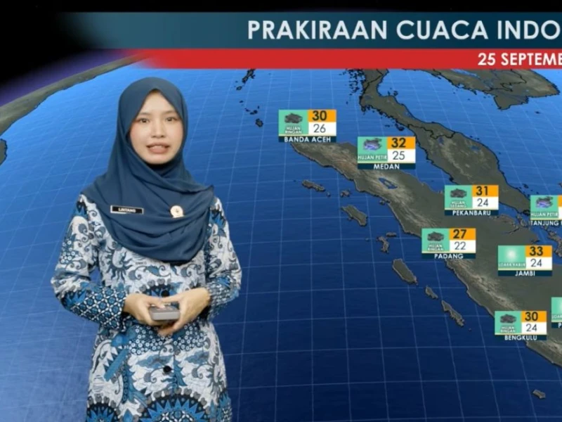 Hujan Petir Diprediksi Terjadi di Medan dan Tanjung Pinang Jumat 25 September 2026