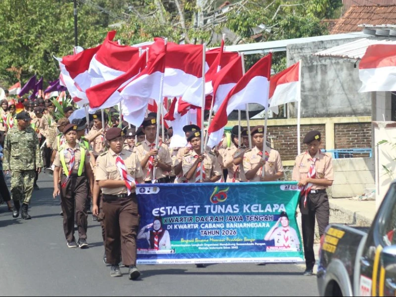 Estafet Tunas Kelapa Kwarda Jateng Disambut Khidmat di Perbatasan Kebumen