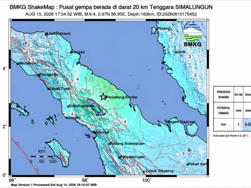 Gempa M6,4 Guncang Simalungun Sabtu Petang, Dirasakan hingga Medan