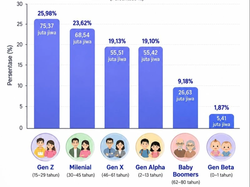 Seperempat Penduduk Indonesia Dominasi Gen Z, Jumlah Capai 75,37 Juta Jiwa