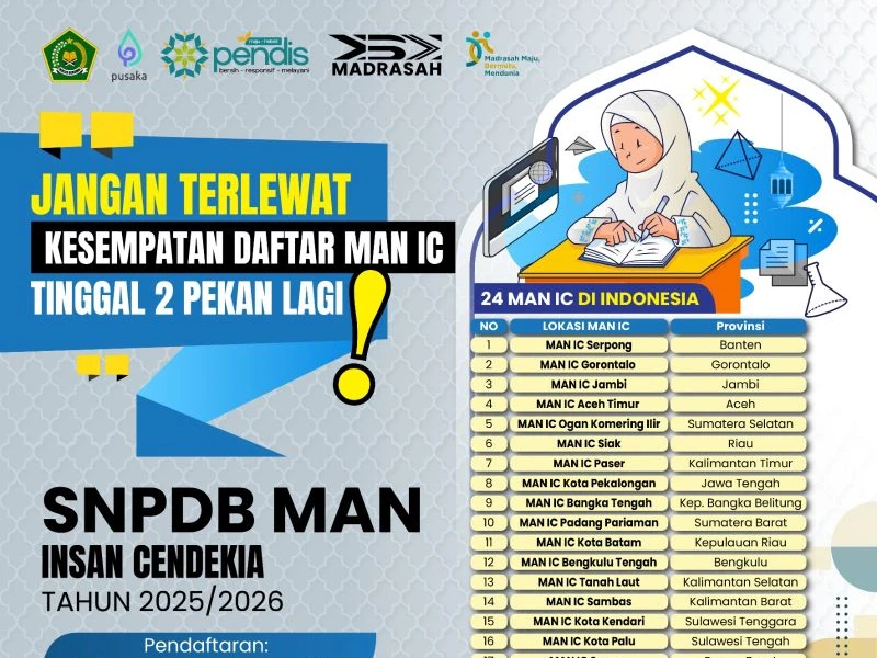 Jangan Terlewat, Masa Pendaftaran MAN IC Tinggal 2 Pekan