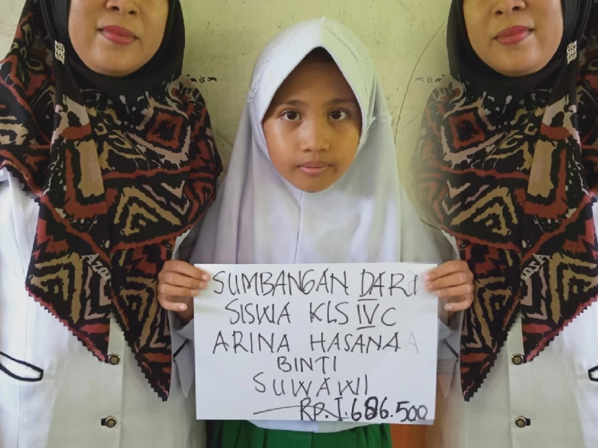 Arina Hasana, Putri Tenaga Kebersihan Pasar yang Rela Bongkar Celengan untuk Palestina